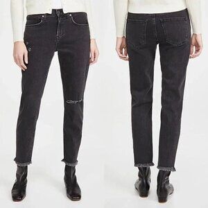 Veronica Beard Benzi Midrise distressed fringe ankle‎ skinny stretch jeans